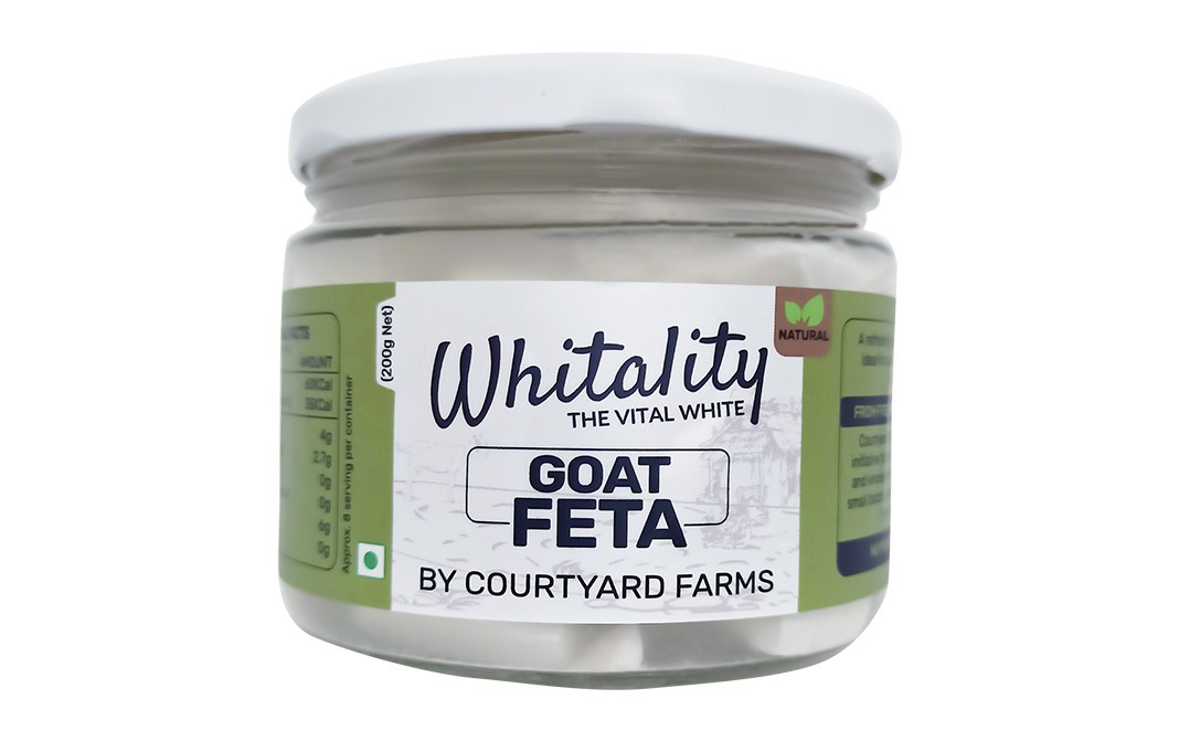 Courtyard Farms Whitality Goat Feta    Glass Jar  200 grams